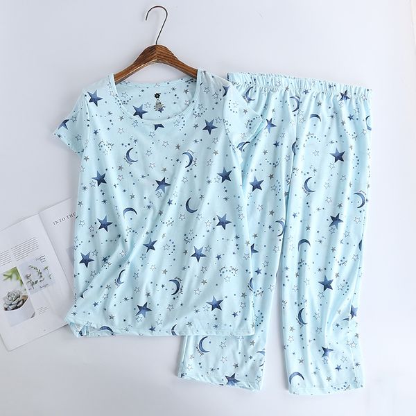 new home wear set women's knitted cotton cute cartoon leisure pyjamas women short sleeved pajamas set woman home pijama mujer, Blue;gray
new home wear set women's knitted cotton cute cartoon leisure pyjamas women short sleeved pajamas set woman home pijama mujer, Blue;gray