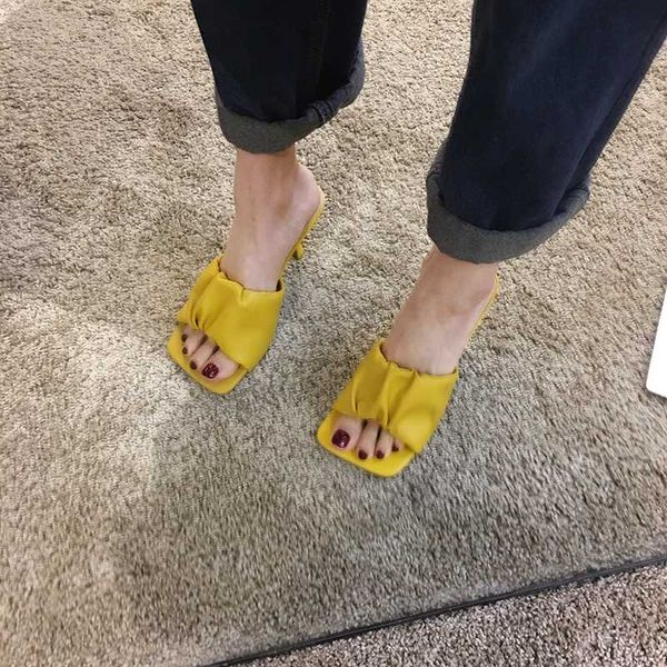women's shoes slippers outdoor 2020 summer new fashion pleated open-toe stiletto heels, Black
women's shoes slippers outdoor 2020 summer new fashion pleated open-toe stiletto heels, Black