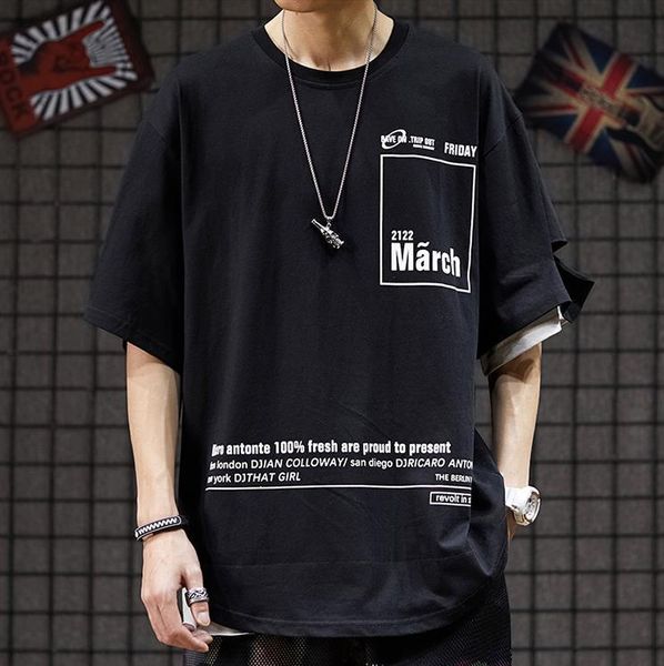 high tide brand in europe and america loose hiphop street fashion trends hip-hop half sleeve fake two t-shirt men, White;black
high tide brand in europe and america loose hiphop street fashion trends hip-hop half sleeve fake two t-shirt men, White;black