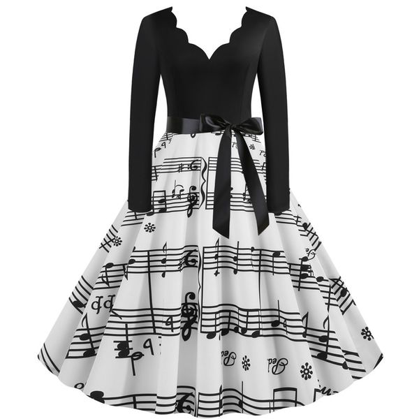 2020 womens designer print dress spring summer fashion big dress party dresses musical note female clothing, Black;gray
2020 womens designer print dress spring summer fashion big dress party dresses musical note female clothing, Black;gray
