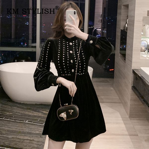 casual dresses women winter o-neck dress black beading velvet lantern sleeve female, Black;gray
casual dresses women winter o-neck dress black beading velvet lantern sleeve female, Black;gray