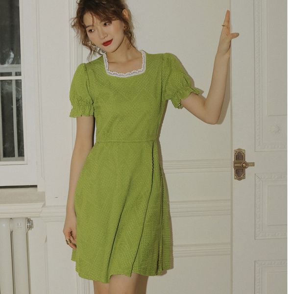 korea 2020 street summer arrivals square collar puff sleeve patchwork lace solid pattern women casual dressmc1c, Black;gray
korea 2020 street summer arrivals square collar puff sleeve patchwork lace solid pattern women casual dressmc1c, Black;gray