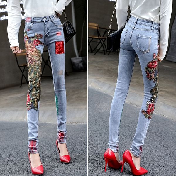 2020 spring summer new jeans women's embroidery sequins slim fit thin pencil pants fashion stretch skinny denim trouser jeans, Blue
2020 spring summer new jeans women's embroidery sequins slim fit thin pencil pants fashion stretch skinny denim trouser jeans, Blue