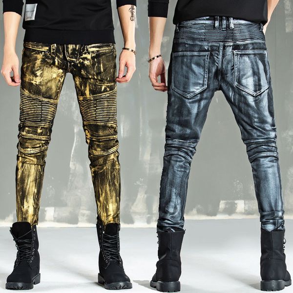 2019 new biker jeans men high stretch cargo denim jeans with zippers pleated slim jean men scratched pants trousers, Blue
2019 new biker jeans men high stretch cargo denim jeans with zippers pleated slim jean men scratched pants trousers, Blue