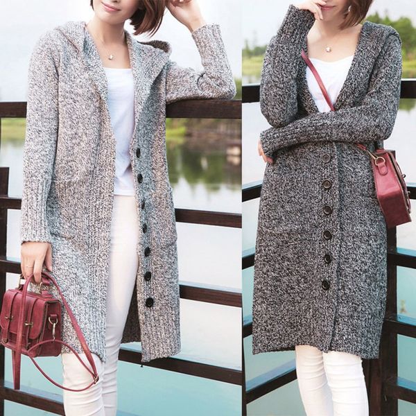 women autumn cardigan vintage long sleeve loose cardigan warm casual solid color hooded long knit coat, White
women autumn cardigan vintage long sleeve loose cardigan warm casual solid color hooded long knit coat, White
