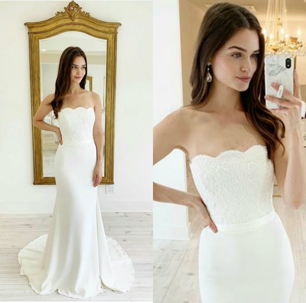 2020 mermaid wedding dresses strapless lace satin vestidos de novia customized plus size wedding dress elegant, White
2020 mermaid wedding dresses strapless lace satin vestidos de novia customized plus size wedding dress elegant, White