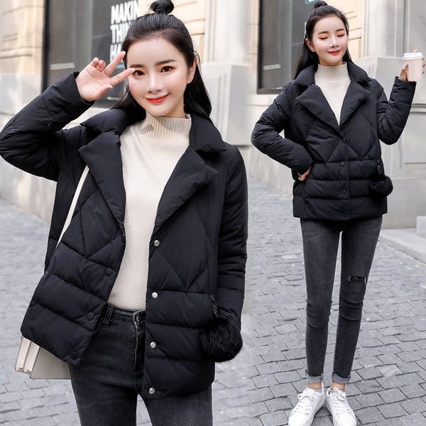 short cotton-padded women's winter 2018 new korean version loose-fitting jacket with thick cotton down cotton jacket, Black
short cotton-padded women's winter 2018 new korean version loose-fitting jacket with thick cotton down cotton jacket, Black