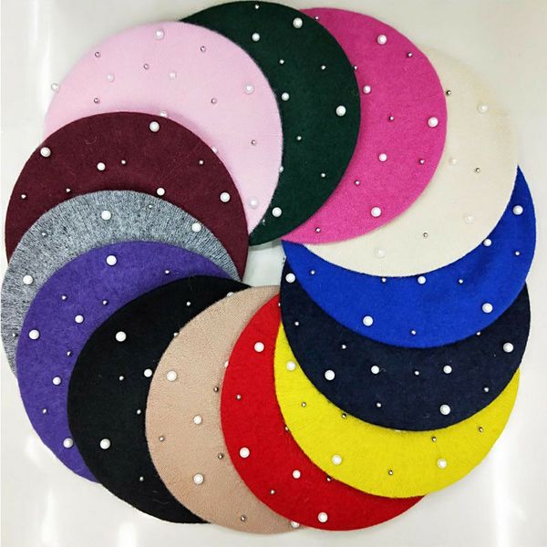 2019 wool women winter berets luxury pearl rivet vintage cashmere female warm vogue beret hats girls flat cap beret for women, Blue;gray
2019 wool women winter berets luxury pearl rivet vintage cashmere female warm vogue beret hats girls flat cap beret for women, Blue;gray