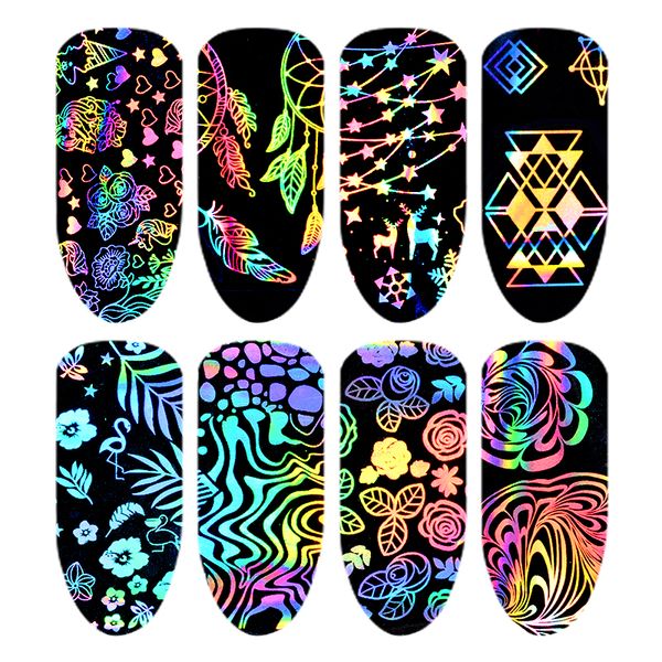 8pcs laser nail art foils unicorn flower heart rainbow starry sticker uv gel polish decorations manicure accessory new design, Black
8pcs laser nail art foils unicorn flower heart rainbow starry sticker uv gel polish decorations manicure accessory new design, Black