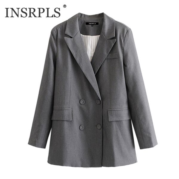 insrpls women fashion office wear double breasted blazer coat vintage long sleeve pockets female outerwear chic, White;black
insrpls women fashion office wear double breasted blazer coat vintage long sleeve pockets female outerwear chic, White;black