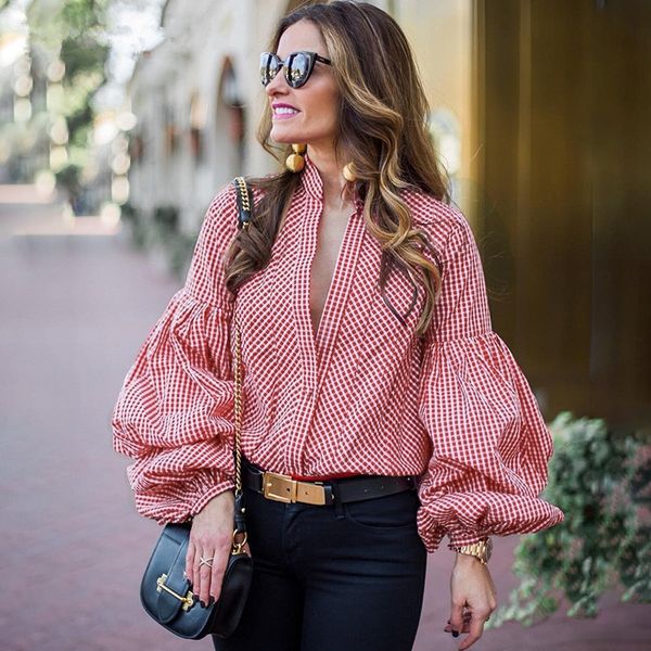 women's blouses & shirts ins fashion plaid women and female casual long sleeve button loose blue red shirt blusas mujer de moda, White
women's blouses & shirts ins fashion plaid women and female casual long sleeve button loose blue red shirt blusas mujer de moda, White