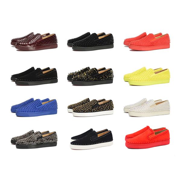 last designer red bottom sneakers casual shoes mens womens lows spikes flats loafers pik boat genuine leather design flat shoe 35-46, Black 
last designer red bottom sneakers casual shoes mens womens lows spikes flats loafers pik boat genuine leather design flat shoe 35-46, Black