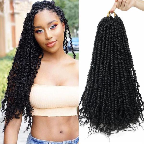 

18 inch passion twist braided crochet braiding hair ombre synthetic crochet hair extensions 80g high temperature fiber bug 1b braids hair