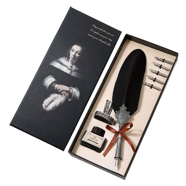 retro classical feather quill dip english calligraphy fountain pen with writing ink 5 nibs kit set stationery gift box d08b
retro classical feather quill dip english calligraphy fountain pen with writing ink 5 nibs kit set stationery gift box d08b
