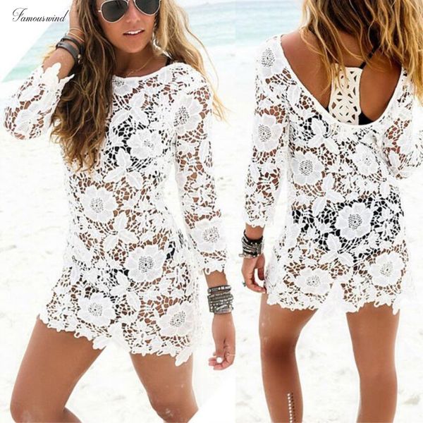 dress women vestido beach lady o neck mini hollow out white lace dress boho summer style, Black;gray
dress women vestido beach lady o neck mini hollow out white lace dress boho summer style, Black;gray