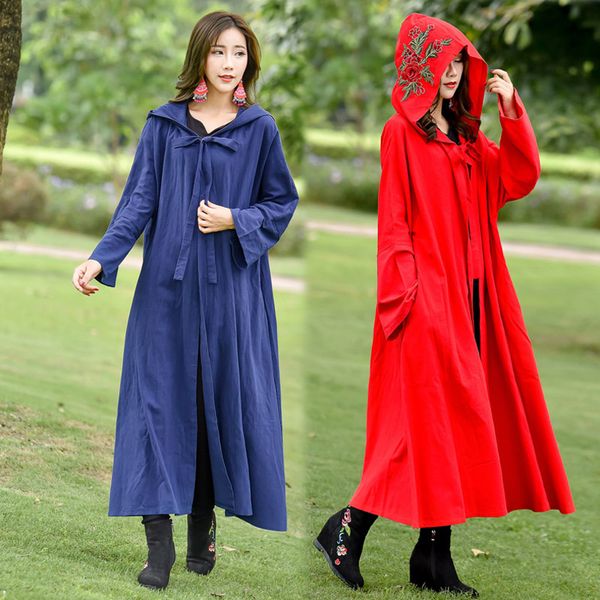 india folk women trench coat cotton and linen flower embroidery loose a-line ankle-length long cloak trench outwear coat, Tan;black
india folk women trench coat cotton and linen flower embroidery loose a-line ankle-length long cloak trench outwear coat, Tan;black