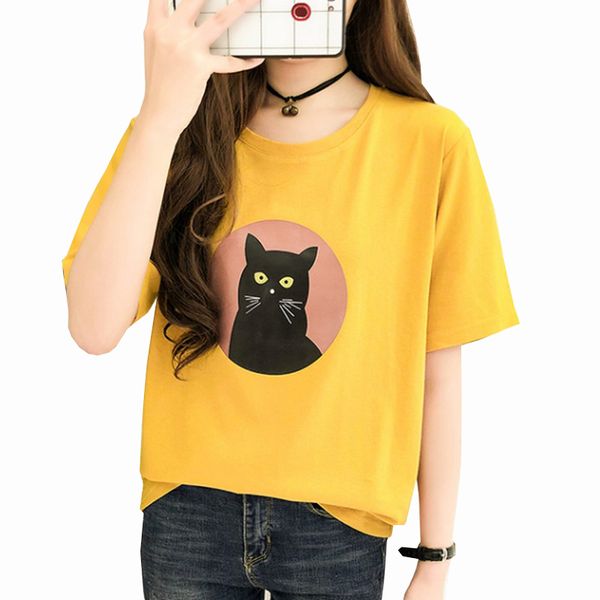 2019 new summer cotton cartoon cat t shirt women loose casual female t-shirt short-sleeved fashion women's t-shirts large size, White
2019 new summer cotton cartoon cat t shirt women loose casual female t-shirt short-sleeved fashion women's t-shirts large size, White