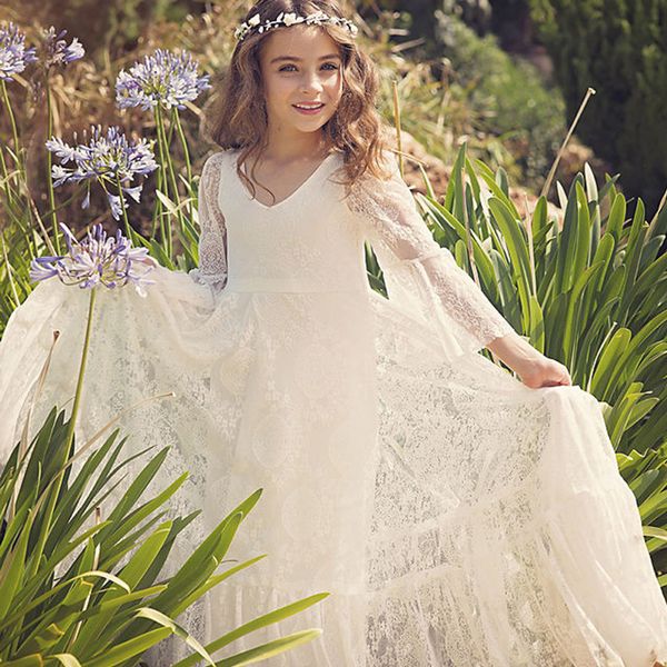 custom made new beach flower girl dresses boho first communion dress for little girl v-neck long sleeve a-line for kids wedding dress, White;red
custom made new beach flower girl dresses boho first communion dress for little girl v-neck long sleeve a-line for kids wedding dress, White;red