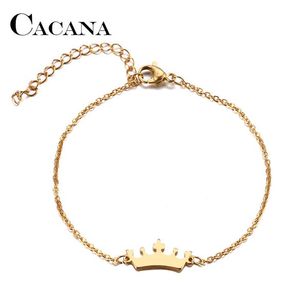 cacana stainless steel bracelet for women man cartoon crowm gold and silver color pulseira feminina lover's engagement jewelry, Black
cacana stainless steel bracelet for women man cartoon crowm gold and silver color pulseira feminina lover's engagement jewelry, Black