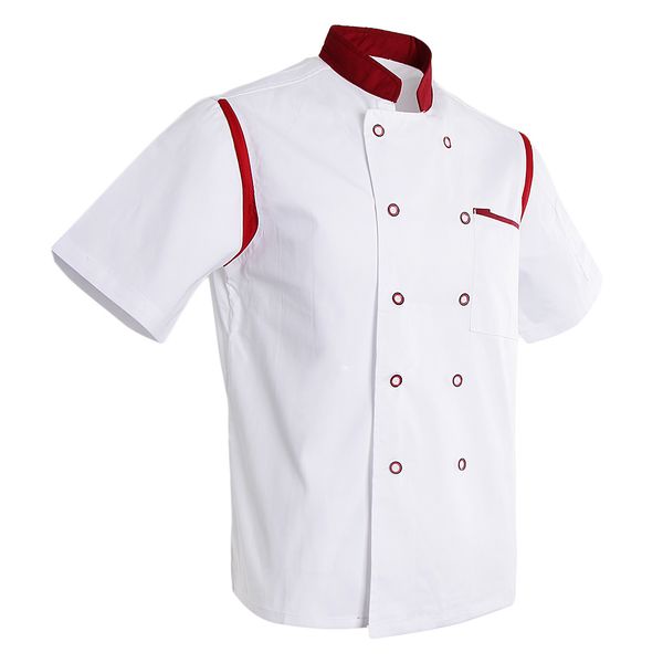 men women executive chef jacket white red air mesh short sleeves double-breasted restaurant cook coat work wear, White;black
men women executive chef jacket white red air mesh short sleeves double-breasted restaurant cook coat work wear, White;black