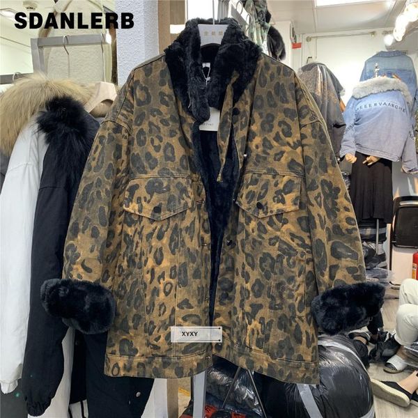 european winter new loose-fit plus thick temperament leopard denim jacket coat women winter jacket warm street coat, Black
european winter new loose-fit plus thick temperament leopard denim jacket coat women winter jacket warm street coat, Black