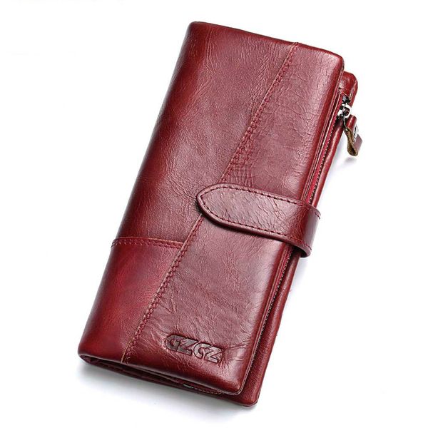 

genuine leather ma'am ladies wallet purse long fund cowhide leisure time more function small change package hand take european for wome, Red;black