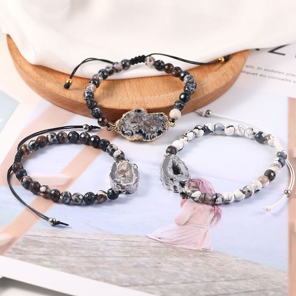 6mm new braided rope natural agate stone beaded charm bracelets fashion women men jewelry, Black
6mm new braided rope natural agate stone beaded charm bracelets fashion women men jewelry, Black