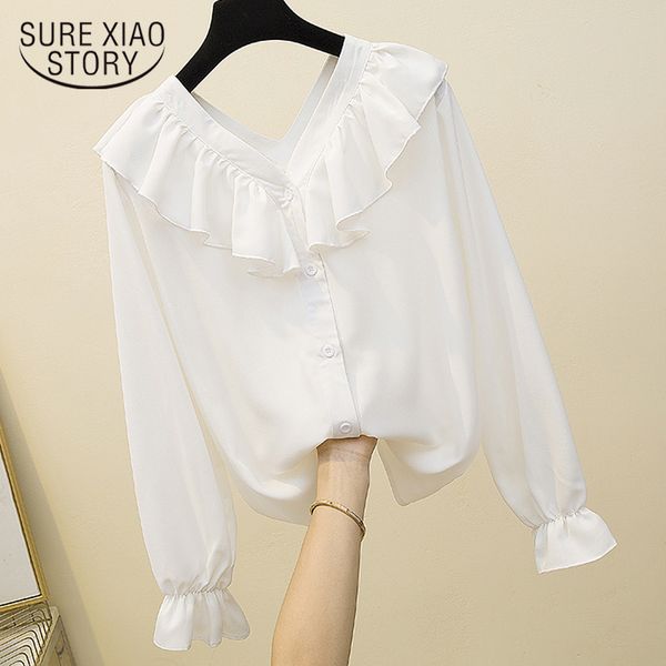 women's blouses & shirts 2021 autumn korean-style large girl's front and back v-neck ruffles belly covering chiffon plus size 4xl, White
women's blouses & shirts 2021 autumn korean-style large girl's front and back v-neck ruffles belly covering chiffon plus size 4xl, White