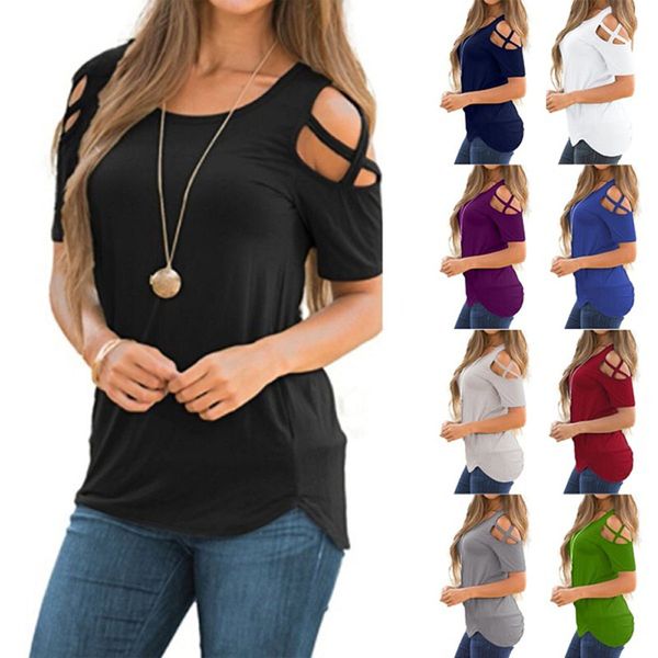 womens and blouses 2019 women summer short sleeve strappy cold shoulder blouses, White
womens and blouses 2019 women summer short sleeve strappy cold shoulder blouses, White