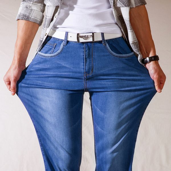 men's jeans 2021 spring and summer men thin business casual stretch slim denim pants light blue trousers male brand 42 40 44
men's jeans 2021 spring and summer men thin business casual stretch slim denim pants light blue trousers male brand 42 40 44