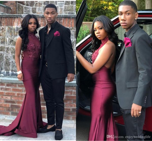 burgundy high neck backless mermaid prom dresses lace appliqued satin formal evening gowns formal party dresss evening wear ogstuff, Black
burgundy high neck backless mermaid prom dresses lace appliqued satin formal evening gowns formal party dresss evening wear ogstuff, Black