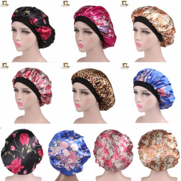 women satin night sleep cap hair bonnet hat silk head cover wide elastic band ladies floral printed hats, Blue;gray
women satin night sleep cap hair bonnet hat silk head cover wide elastic band ladies floral printed hats, Blue;gray