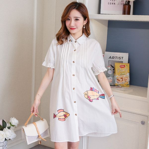 maternity clothes business shirt-nursing dress mid-length summer short-sleeved solid color fashion skirt loose, White
maternity clothes business shirt-nursing dress mid-length summer short-sleeved solid color fashion skirt loose, White