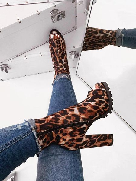 women zip peep toe leopard ankle boots autumn new ladies snake pattern platform thick high heels female fashion spring shoes, Black
women zip peep toe leopard ankle boots autumn new ladies snake pattern platform thick high heels female fashion spring shoes, Black