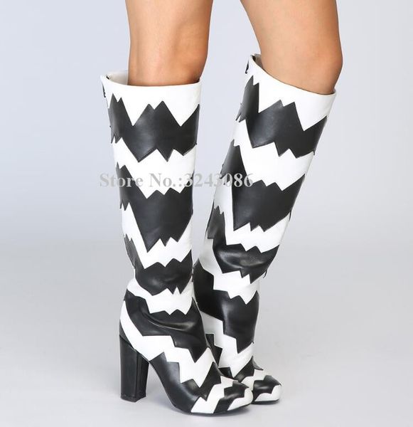 new black white leather mixed color chunky heel long boots women round toe thick heel back zipper near knee high boots lady
new black white leather mixed color chunky heel long boots women round toe thick heel back zipper near knee high boots lady