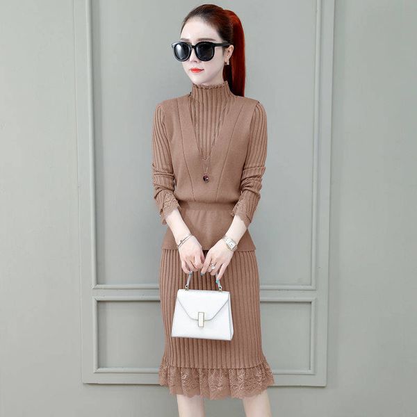 women's sweaters spring autumn casual jumper sweater knitted skirt two pieces twin set for women, White;black
women's sweaters spring autumn casual jumper sweater knitted skirt two pieces twin set for women, White;black