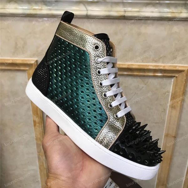 luxury designer sneakers men women casual shoes party dress high-cut studded spikes platforms red bottom trainers shoes sneakerl03, Black 
luxury designer sneakers men women casual shoes party dress high-cut studded spikes platforms red bottom trainers shoes sneakerl03, Black