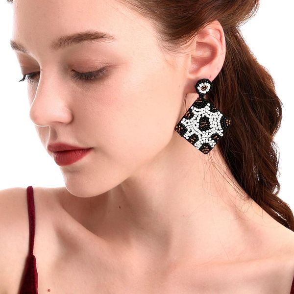 fashion beauty style vintage earrings leopard print square pendant for dating party jewelry beads decor for friendship jewelry, Silver
fashion beauty style vintage earrings leopard print square pendant for dating party jewelry beads decor for friendship jewelry, Silver