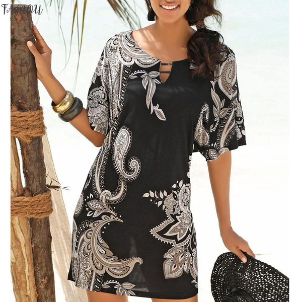 women summer dress short sleeve paisley printed sundress casual mini beachwear dress vestidos verano 2020 sukienki damskie, Black;gray
women summer dress short sleeve paisley printed sundress casual mini beachwear dress vestidos verano 2020 sukienki damskie, Black;gray