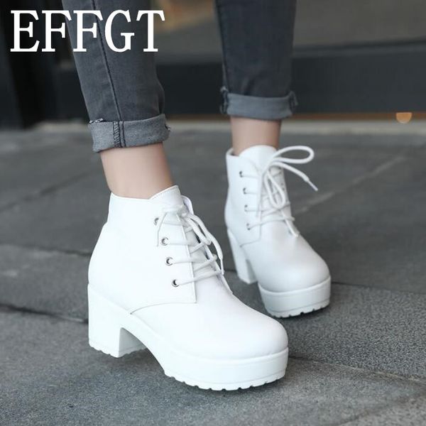 effgt women boots 2018 new fashion black&white punk rock lace up platform heels ankle boots thick heel platform shoes b762
effgt women boots 2018 new fashion black&white punk rock lace up platform heels ankle boots thick heel platform shoes b762
