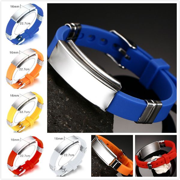 5 Colors Available Fashion Men's Silicone Bangle Stainless Steel Adjustable Bracelet Watchband Jewelry Gift for Men Boys J049
5 Colors Available Fashion Men's Silicone Bangle Stainless Steel Adjustable Bracelet Watchband Jewelry Gift for Men Boys J049