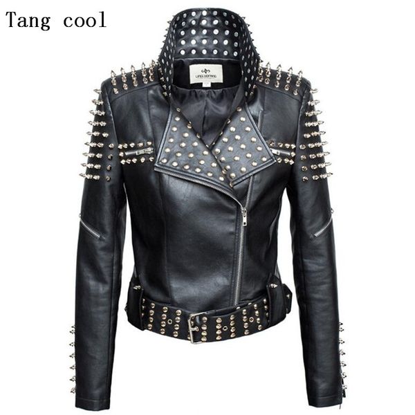 luxury new 2019 autumn fashion women rivet motorcycle pu faux leather spike studded jacket outerwear streetwear jackets, Black
luxury new 2019 autumn fashion women rivet motorcycle pu faux leather spike studded jacket outerwear streetwear jackets, Black