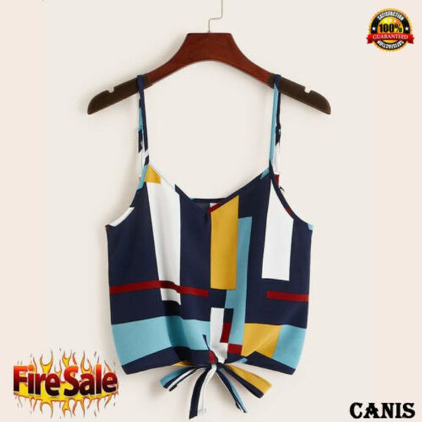 summer women's ladies sleeveless v-neck print simple casual ladies striped spaghetti strap fashion short camis clothing, White
summer women's ladies sleeveless v-neck print simple casual ladies striped spaghetti strap fashion short camis clothing, White