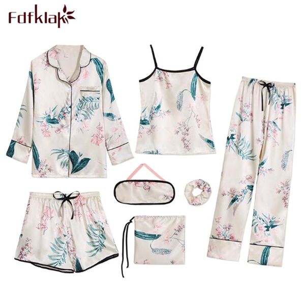 fdfklak 7 pieces sleepwear set silk satin pajamas women spring autumn pijamas women nightwear pajama pyjama femme 2019, Blue;gray
fdfklak 7 pieces sleepwear set silk satin pajamas women spring autumn pijamas women nightwear pajama pyjama femme 2019, Blue;gray