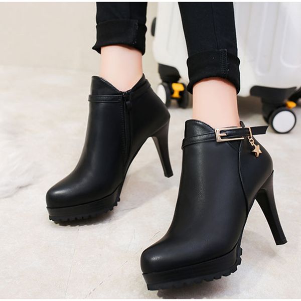 women autumn high heel pumbs shoes woman pointed toe pu leather zipper thin heel lady shoes women's elegant buckle fashion new, Black
women autumn high heel pumbs shoes woman pointed toe pu leather zipper thin heel lady shoes women's elegant buckle fashion new, Black