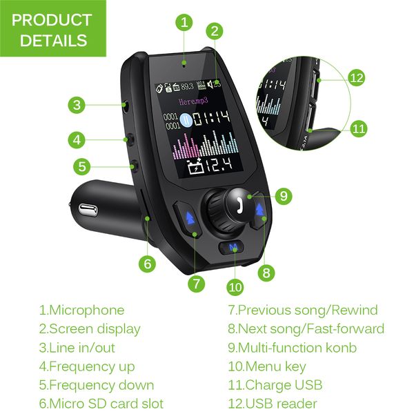 bluetooth 5.0 car fm transmitter modulator 1.8 inch 2 usb port aux port car charger adapter handsmp3 music player
bluetooth 5.0 car fm transmitter modulator 1.8 inch 2 usb port aux port car charger adapter handsmp3 music player
