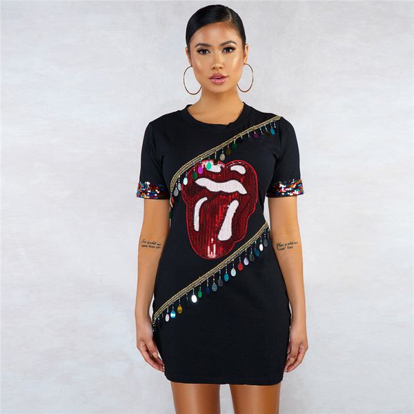 Womens Big Tongue Printed Dresses Fashion Sequins Panelled Ladies Dresses Summer Womens Casual Mini Dresses
Womens Big Tongue Printed Dresses Fashion Sequins Panelled Ladies Dresses Summer Womens Casual Mini Dresses