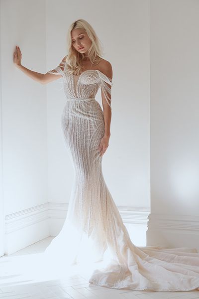 2020 luxury mermaid wedding dresses off shoulder sleeveless beads chiffon wedding dresses sweep train bridal gowns, White
2020 luxury mermaid wedding dresses off shoulder sleeveless beads chiffon wedding dresses sweep train bridal gowns, White