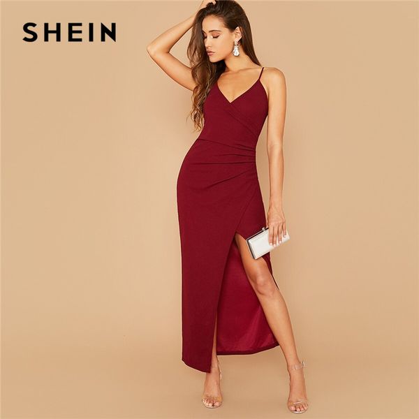 shein wrap ruched side split thigh slip dress women summer autumn spaghetti strap night out party cami maxi dresses, Black;gray
shein wrap ruched side split thigh slip dress women summer autumn spaghetti strap night out party cami maxi dresses, Black;gray