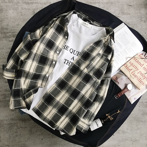 men's casual shirts summer youth japanese campus wind black and white plaid printed short-sleeved shirt loose wild classic style, White;black
men's casual shirts summer youth japanese campus wind black and white plaid printed short-sleeved shirt loose wild classic style, White;black